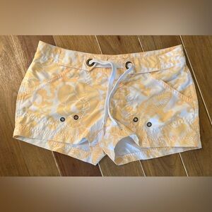 Lucy Yellow and White Floral board  Shorts